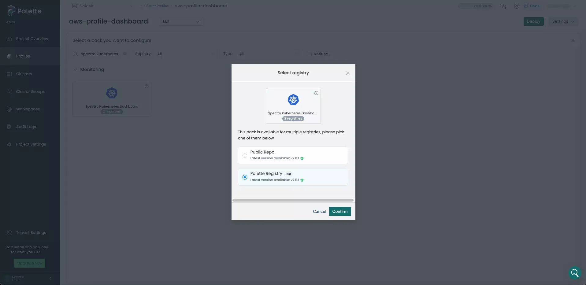 Image of the pack search screen with the search result shown